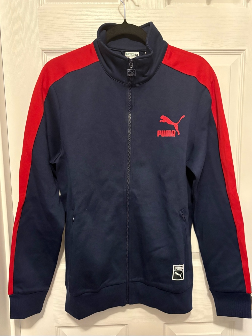 Puma Navy and Red Men's Bomber-Style Track Jacket